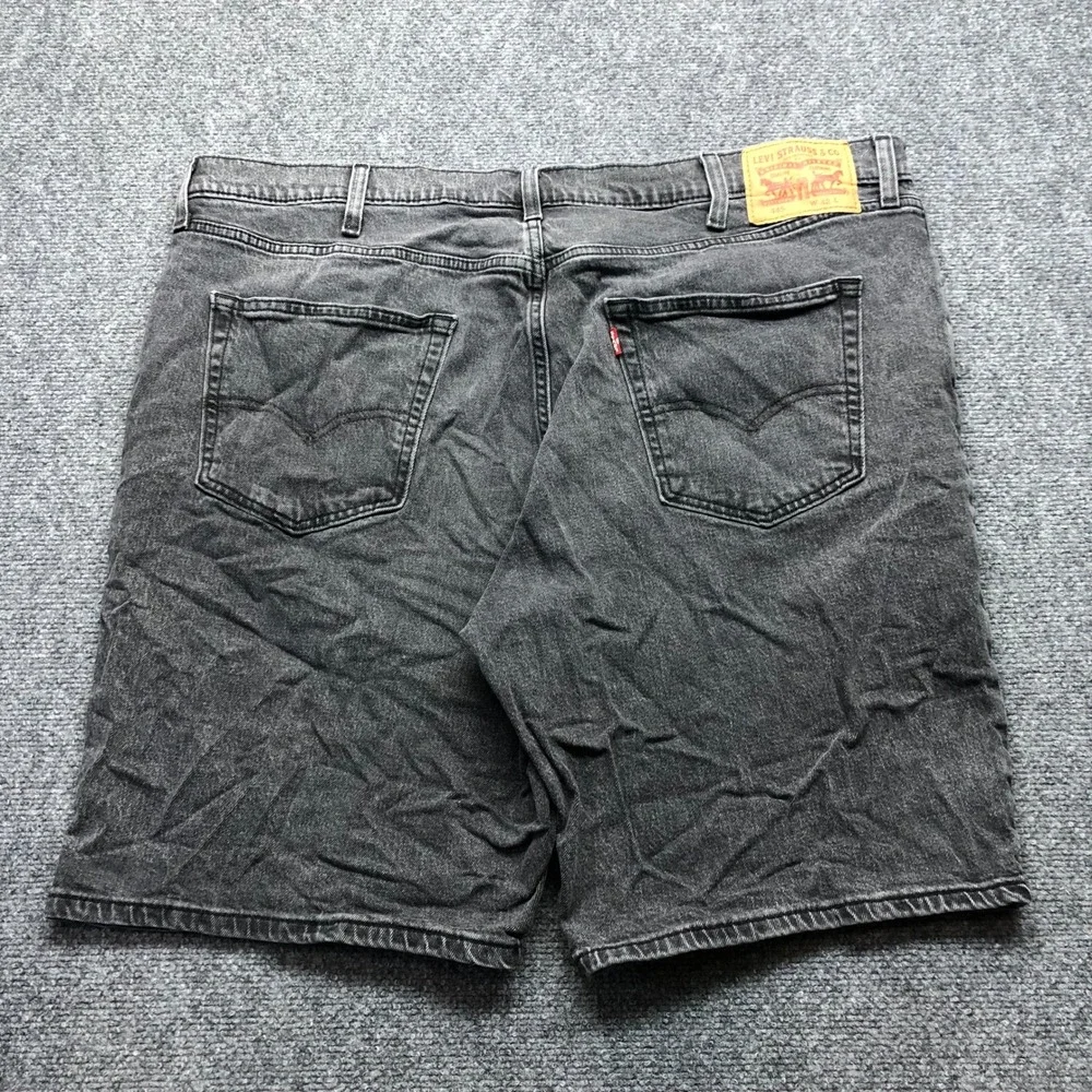 Levis 445 Mens Black Gray Denim Shorts Relaxed Fit W42 Acid Wash Jean Shorts
